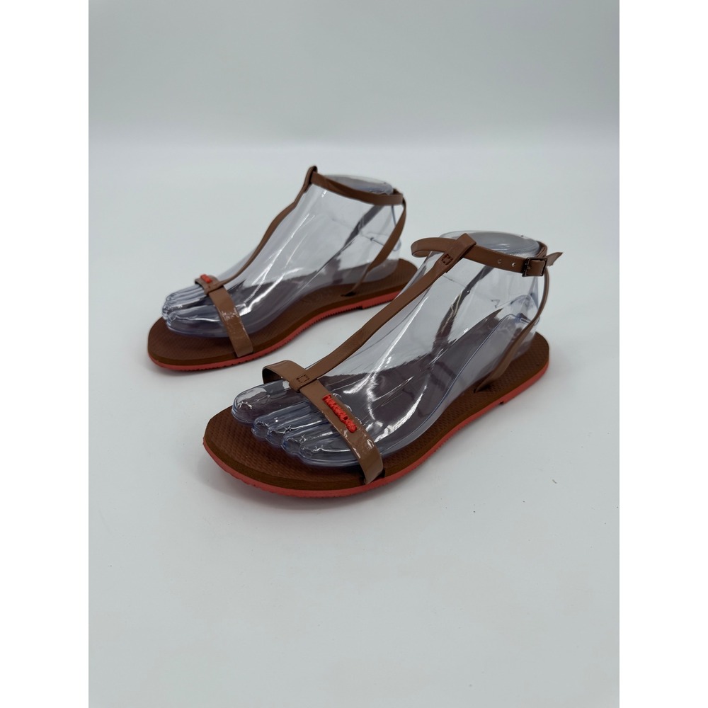 Havaianas Womens T-Strap Sandals Brown Coral Adjustable Ankle Strap‎ Size 7/8W